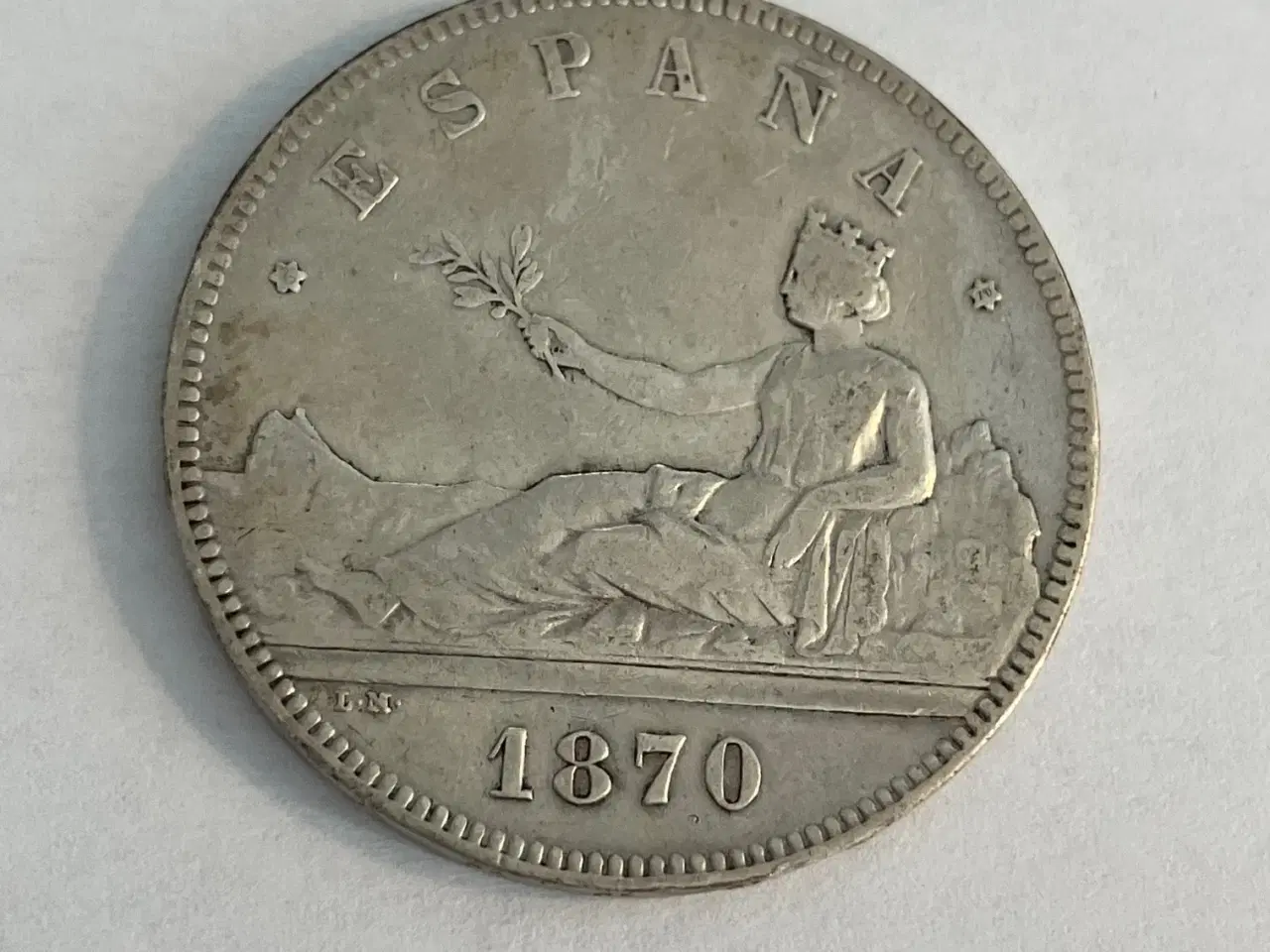 Billede 2 - 5 Pesetas Spain 1870 - Renset
