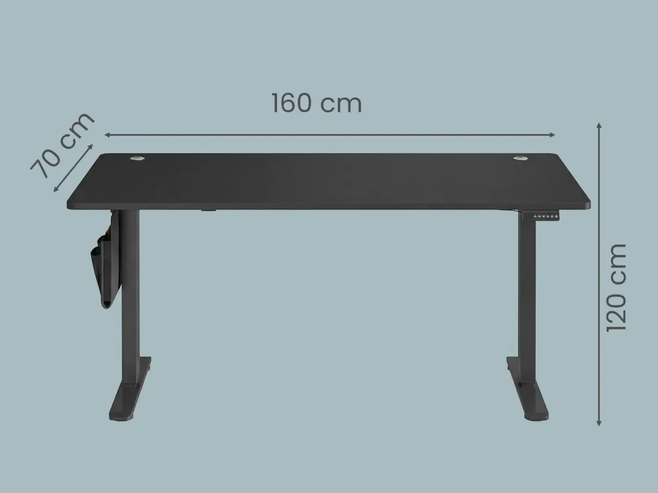 Billede 3 - Elektrisk hæve‑sænkebord 160,1 × 70,1 cm – 4 memoryhøjder, hjemmekontor, sort