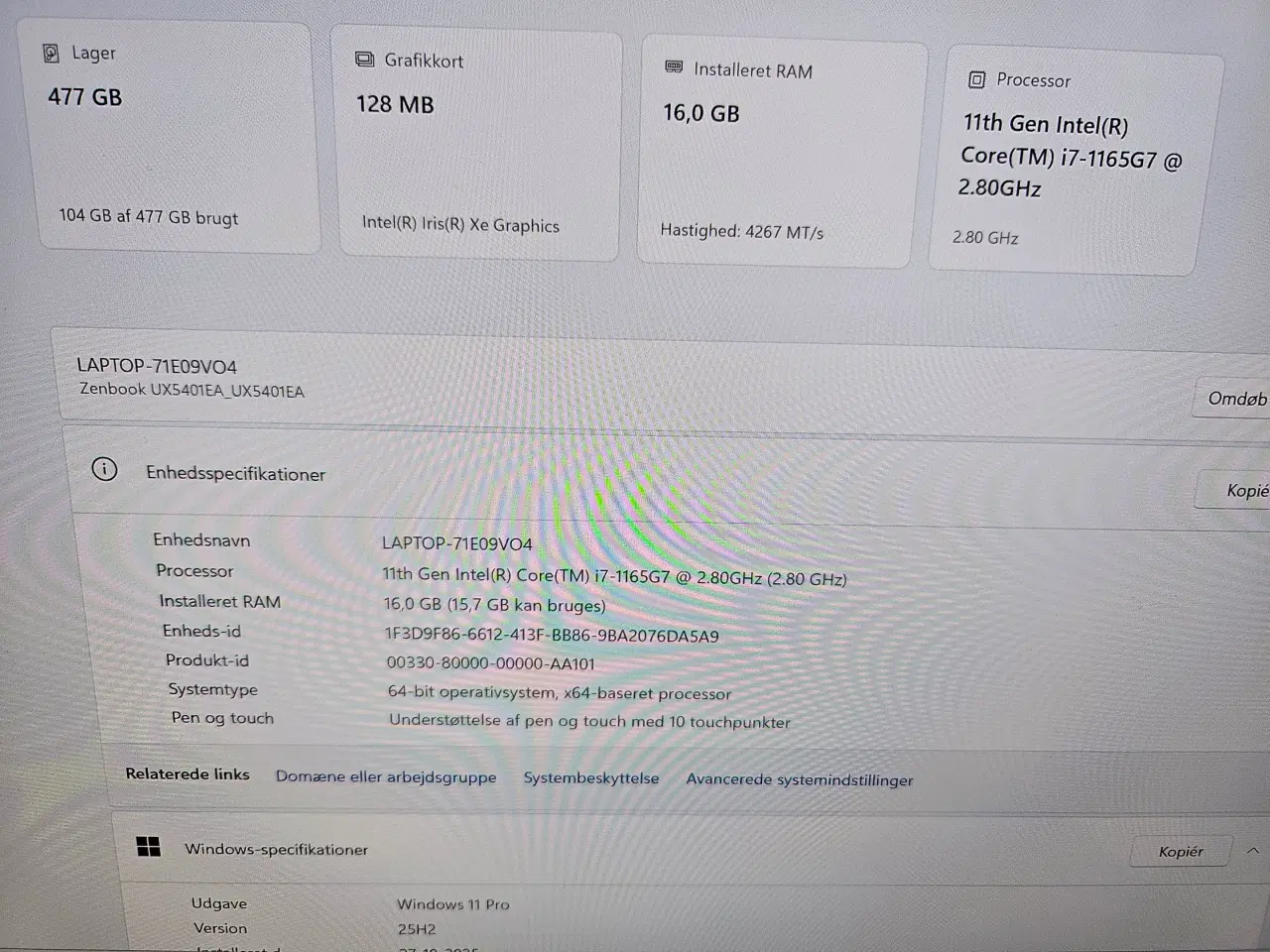 Billede 8 - ASUS ZenBook UX5401E, Intel i7, 14" Touch, Win 11