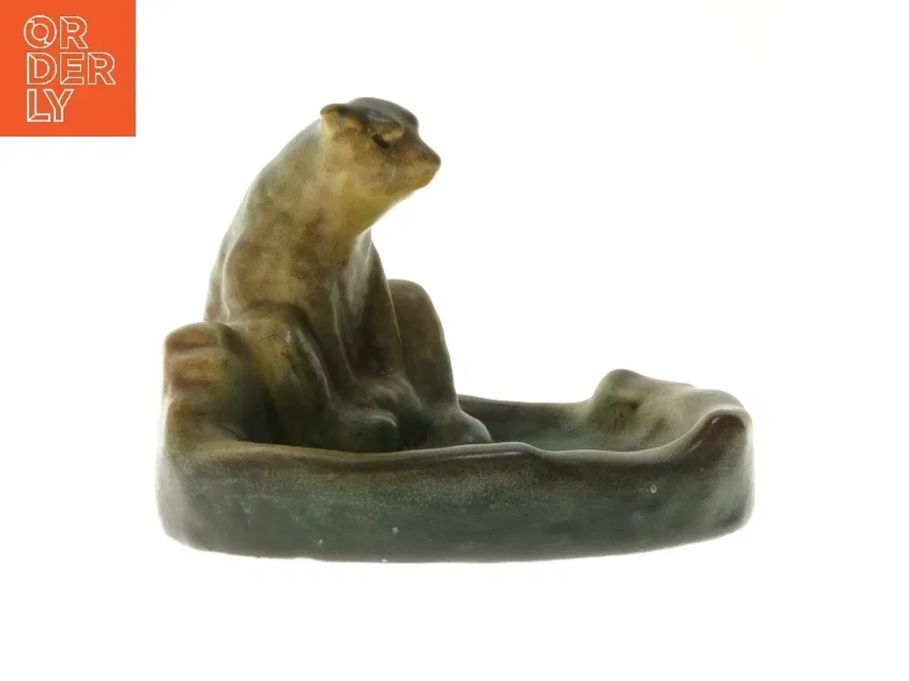 Billede 1 - Keramisk figur af en siddende bjørn (str. 16,5 cm)