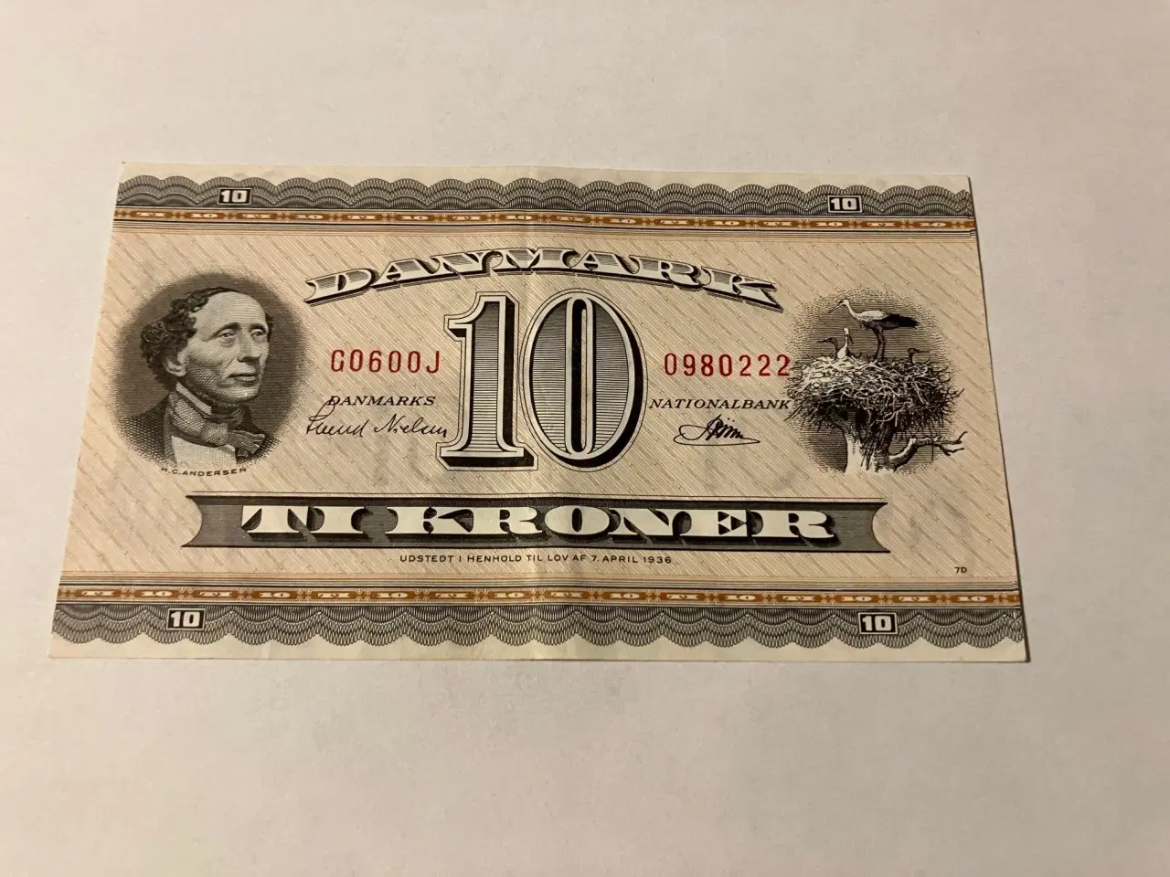 Billede 1 - 10 Kroner G0 1960 0J Erstatningsseddel