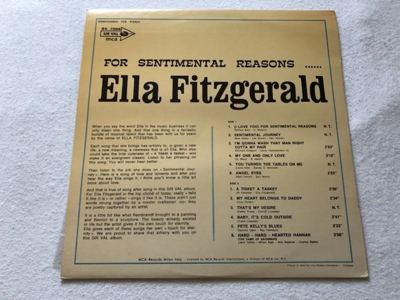 Billede 2 - Ella Fitzgerald, For Sentimental Reasons