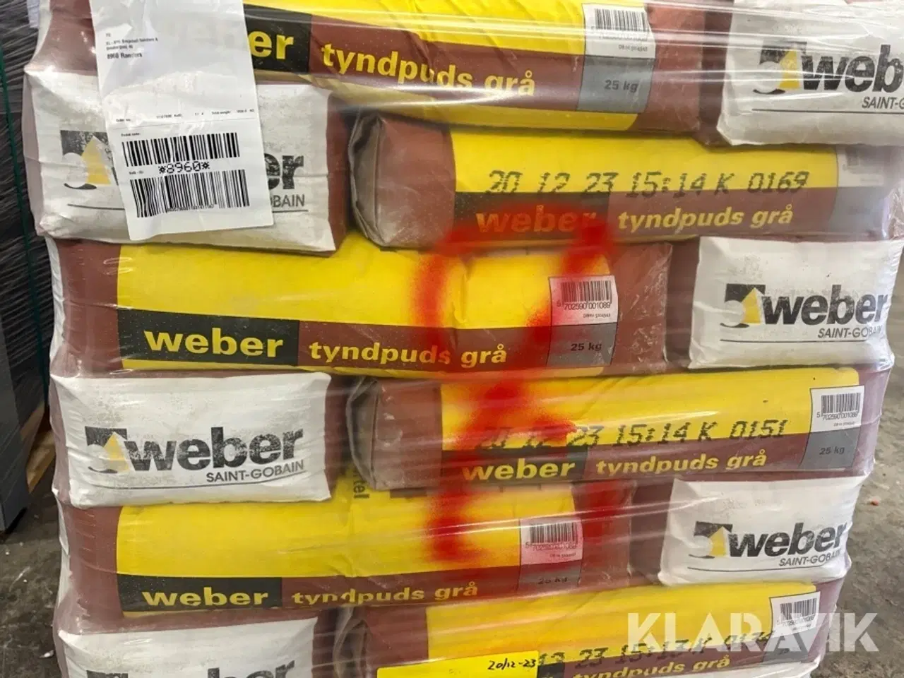 Billede 8 - Tyndpudsmørtel Weber, Saint-Gobain Grå 2502-Y 0-1 mm, 42 poser