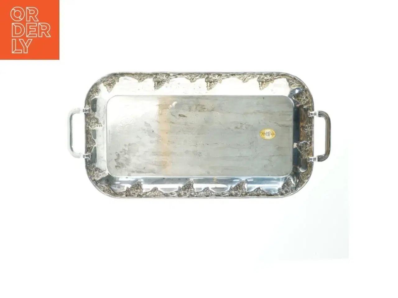 Billede 2 - Rektangulært sølv fad med dekoration (str. 48x27 cm)