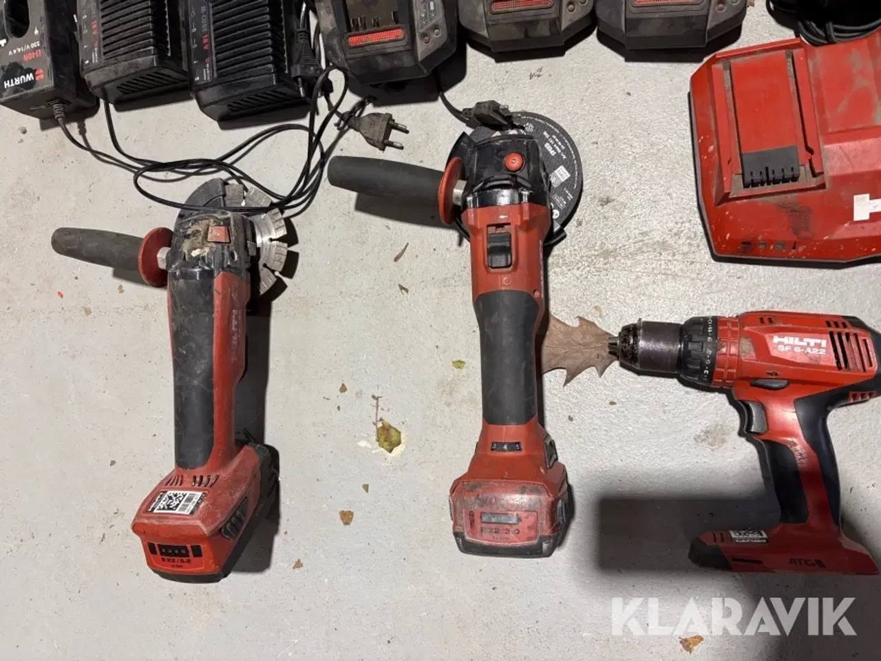 Billede 10 - Stort parti akkuværktøj – Wurth & Hilti – Slagnøgler, boremaskiner, vinkelslibere, batterier & ladere Hilti, Wurth