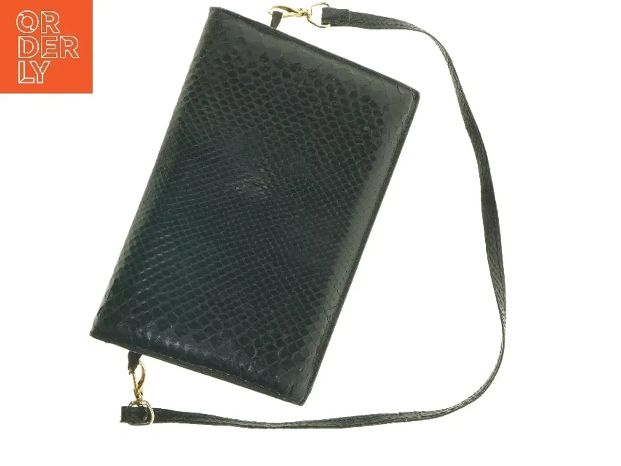 Billede 9 - Sort slangeskindstaske/clutch (str. 25 x 16,5 cm)
