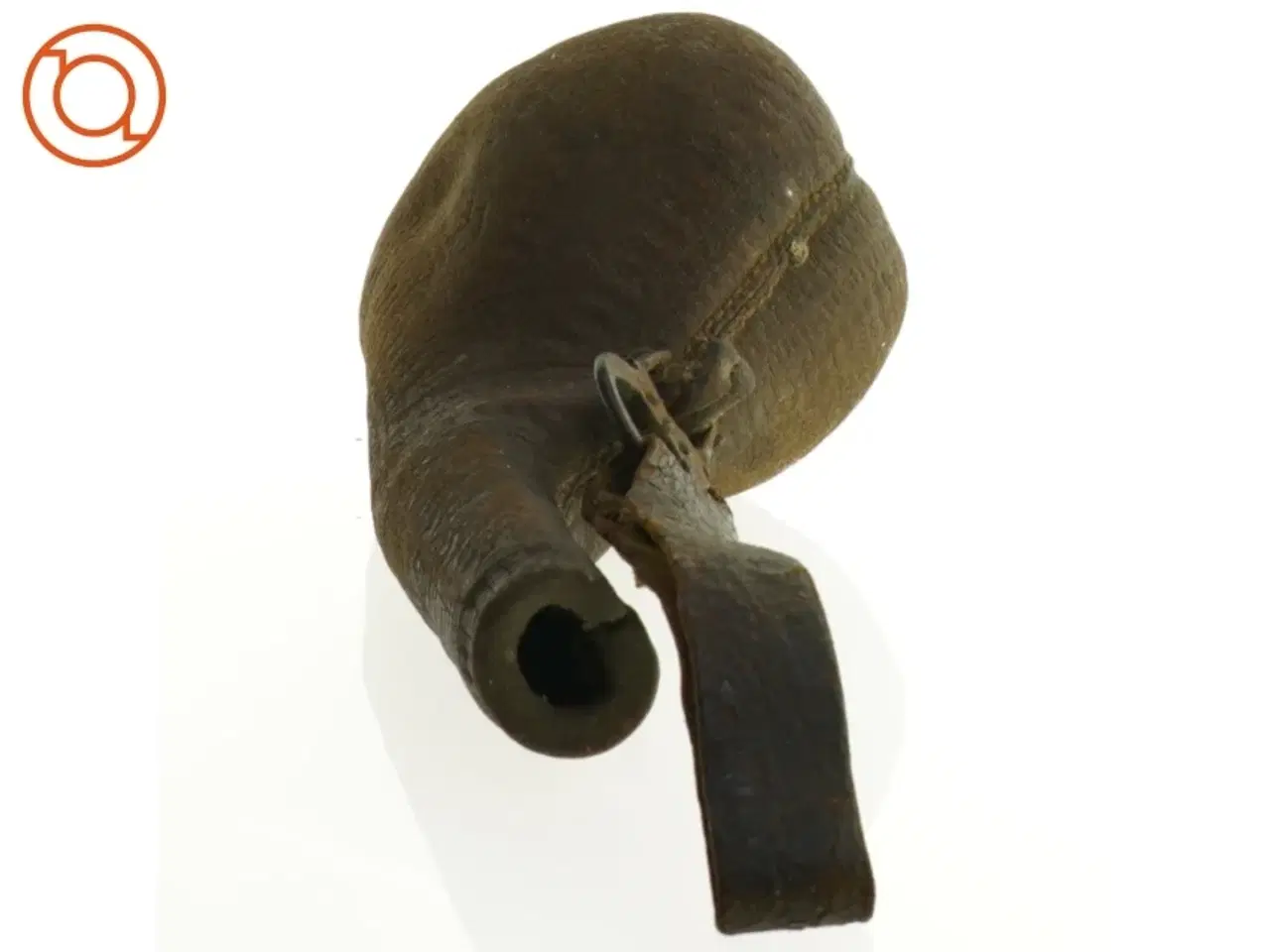 Billede 3 - Antik Læder Vand Beholder med rem (str. 23 x 9 cm)