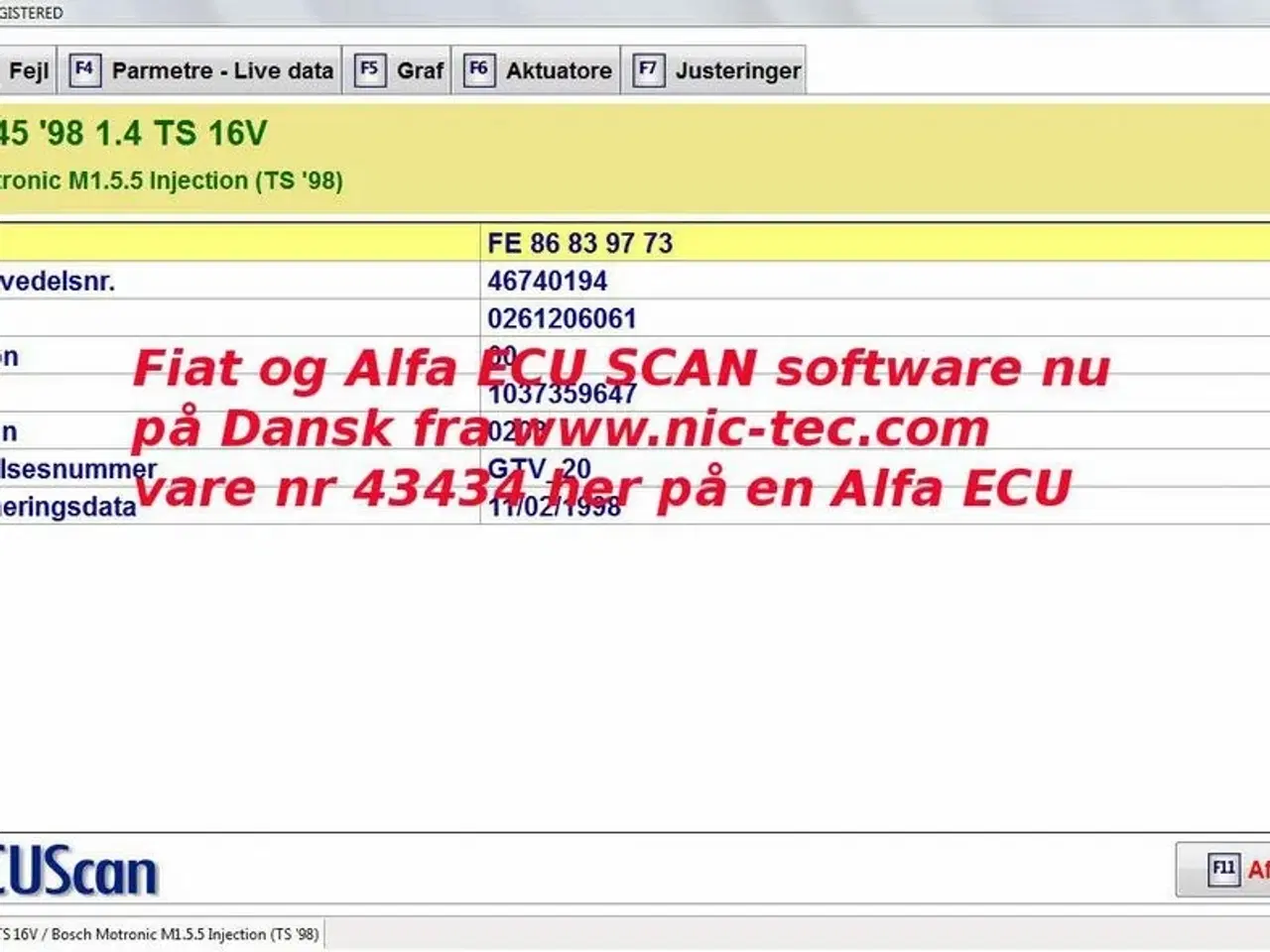 Billede 2 - MultiEcuScan test software for Fiat, Alfa Romeo, Lancia & Chrysler (FCA) fuld licens Original Dansk version