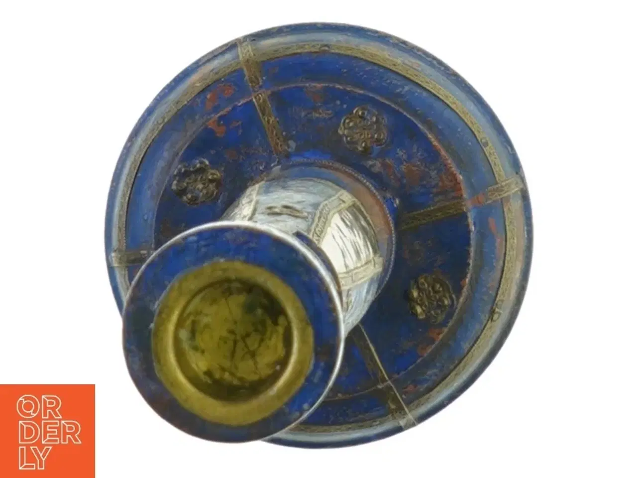 Billede 2 - Vintage Rustik Træ Lysestage med metal ornamentik (str. 32 x 12 cm)