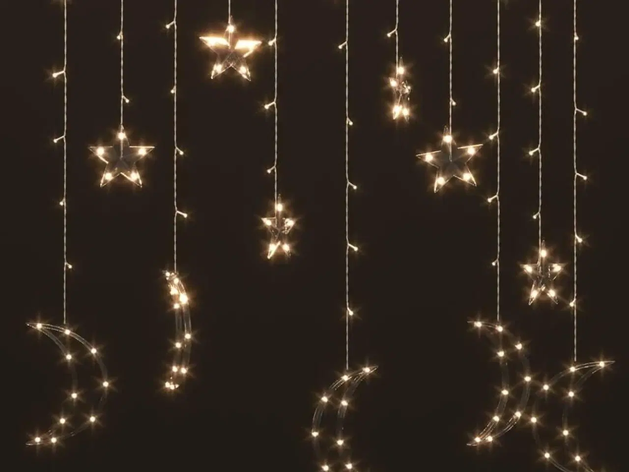 Billede 3 - Fairy lights-lyskæder stjerne og måne 138 LED'er varm hvid
