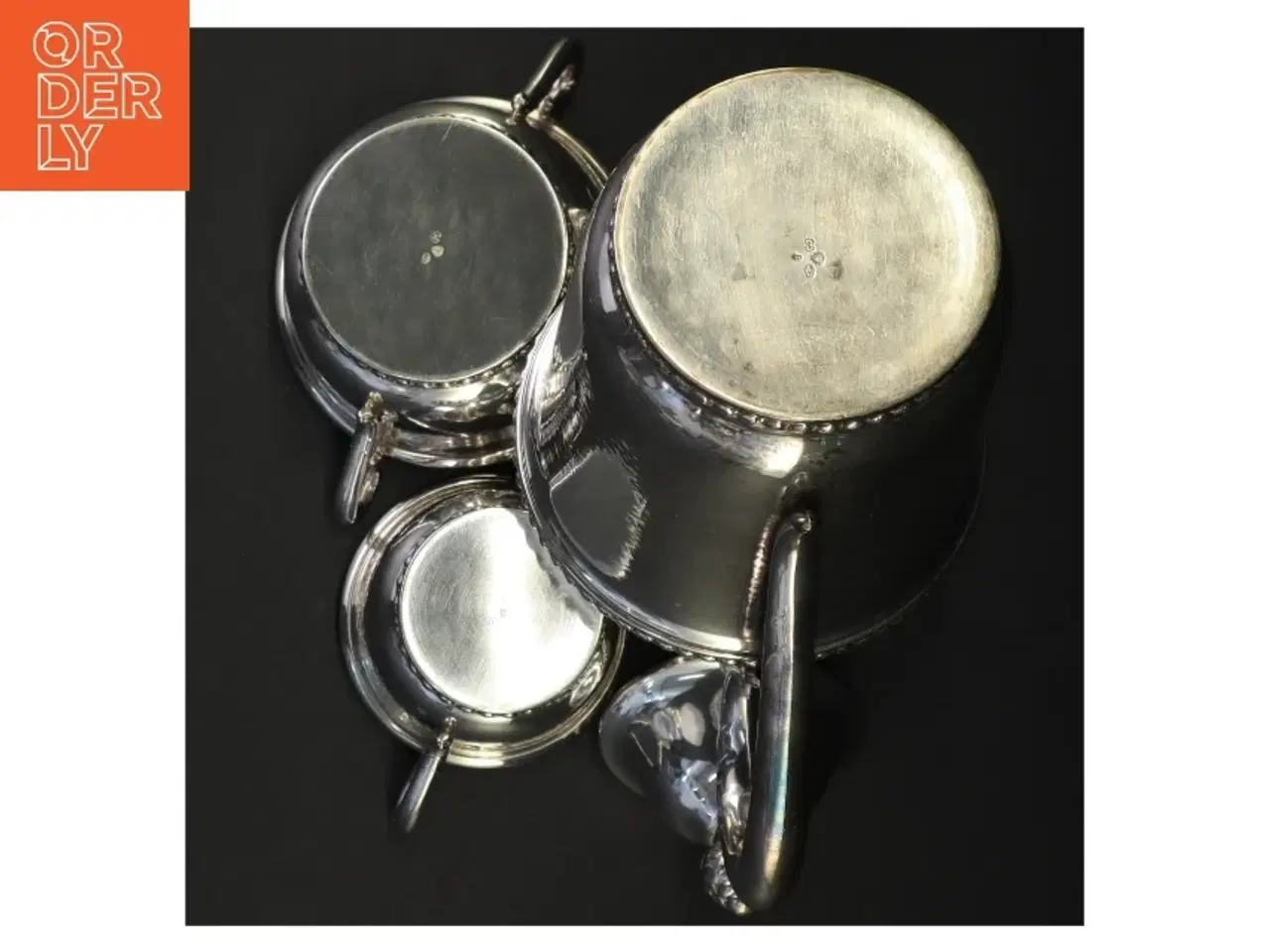 Billede 4 - Sølv hammerslået kaffekande/tekande sæt (str. 23 x 13 cm til 8 x 6 cm)