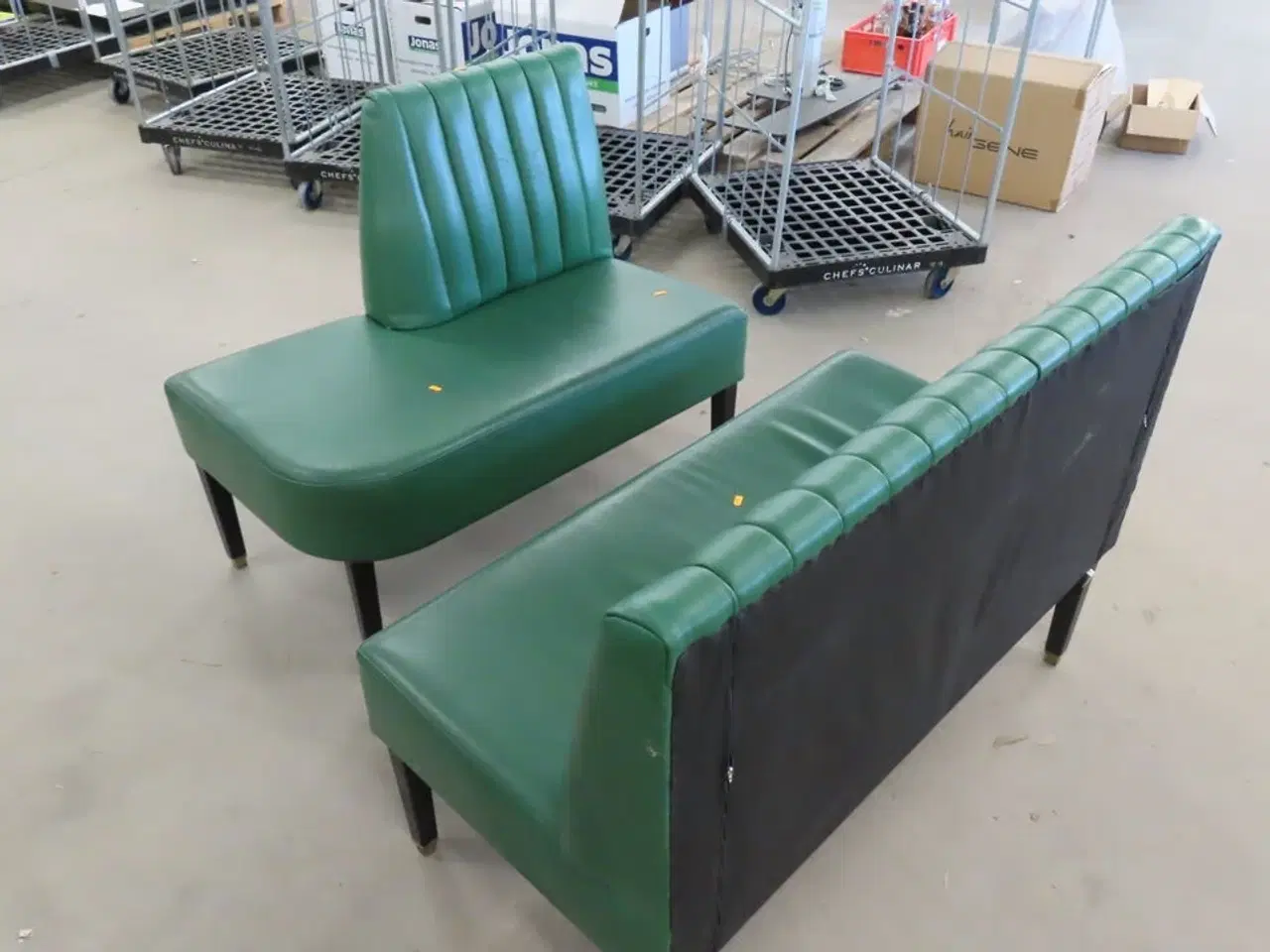 Billede 4 - 2 stk. Spisesofamoduler i grøn læder