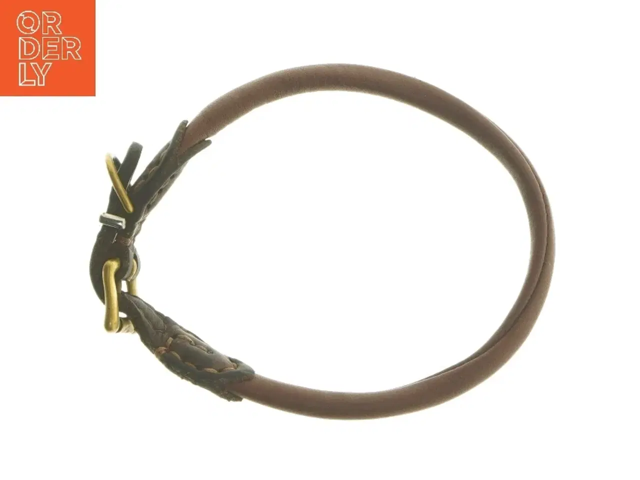 Billede 1 - Brunt hundehalsbånd? med guldspænde (str. Ø 17 cm)