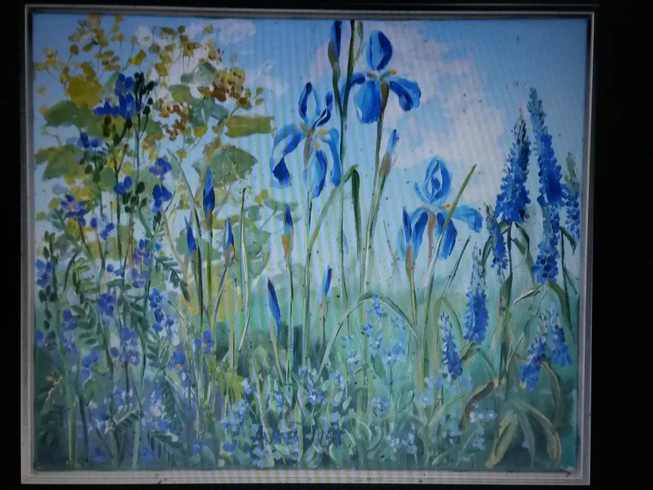 Billede 3 - smukt maleri af Anne Just iris og lupiner