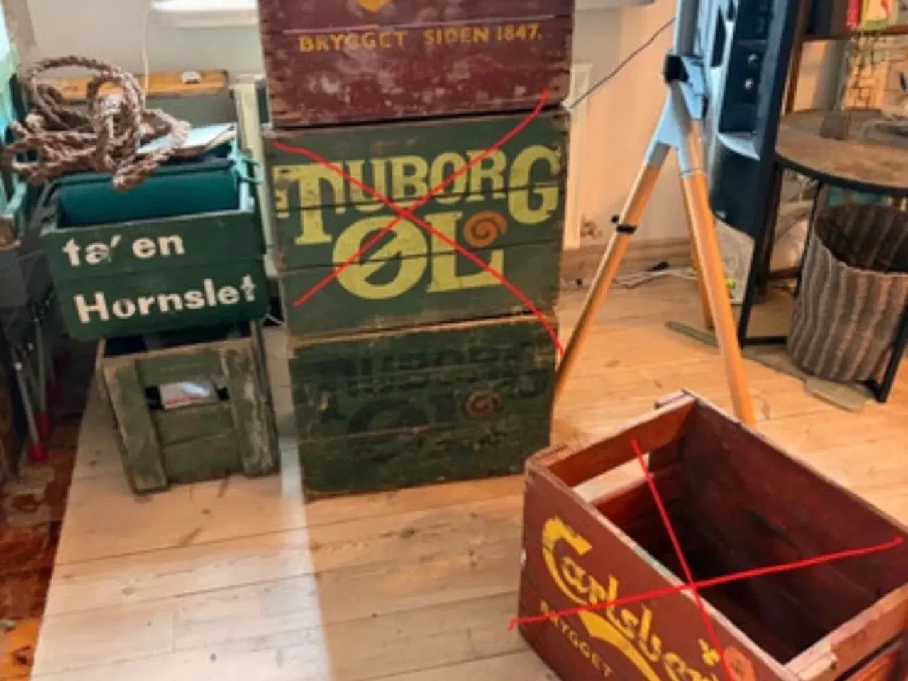 Billede 1 - Gamle ølkasser i træ