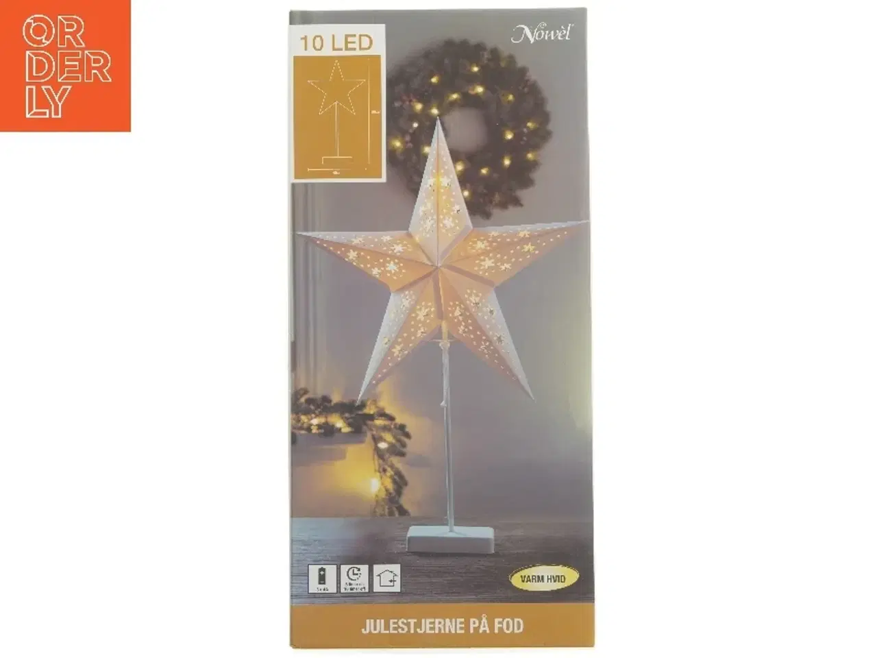 Billede 1 - Julestjerne på fod med LED lys fra Nowel (str. 66x45 cm)