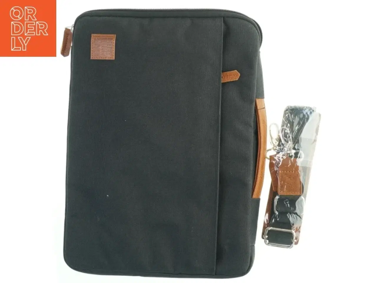 Billede 2 - Sort laptop sleeve med tilbehørspose (str. 36x26 cm)