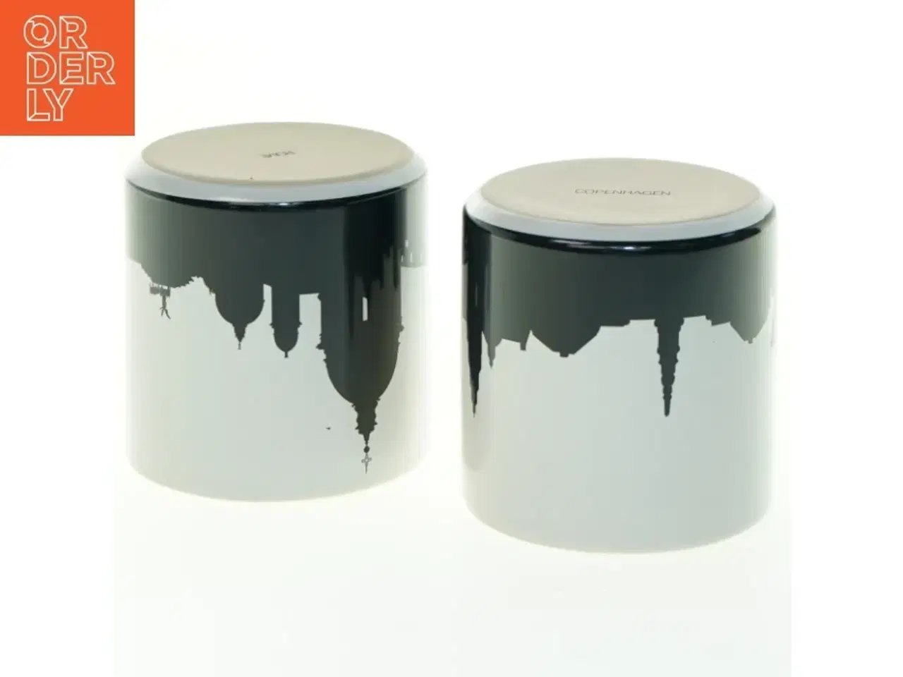 Billede 3 - Keramik opbevaringskrukker med København motiv (str. 9x9 cm)