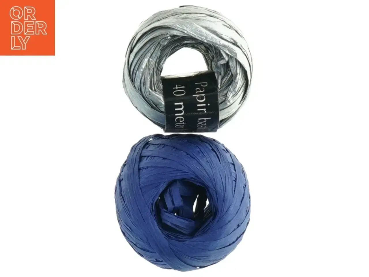 Billede 4 - Papirbast snor, 40 meter, blå og sølv (str. 40 m)