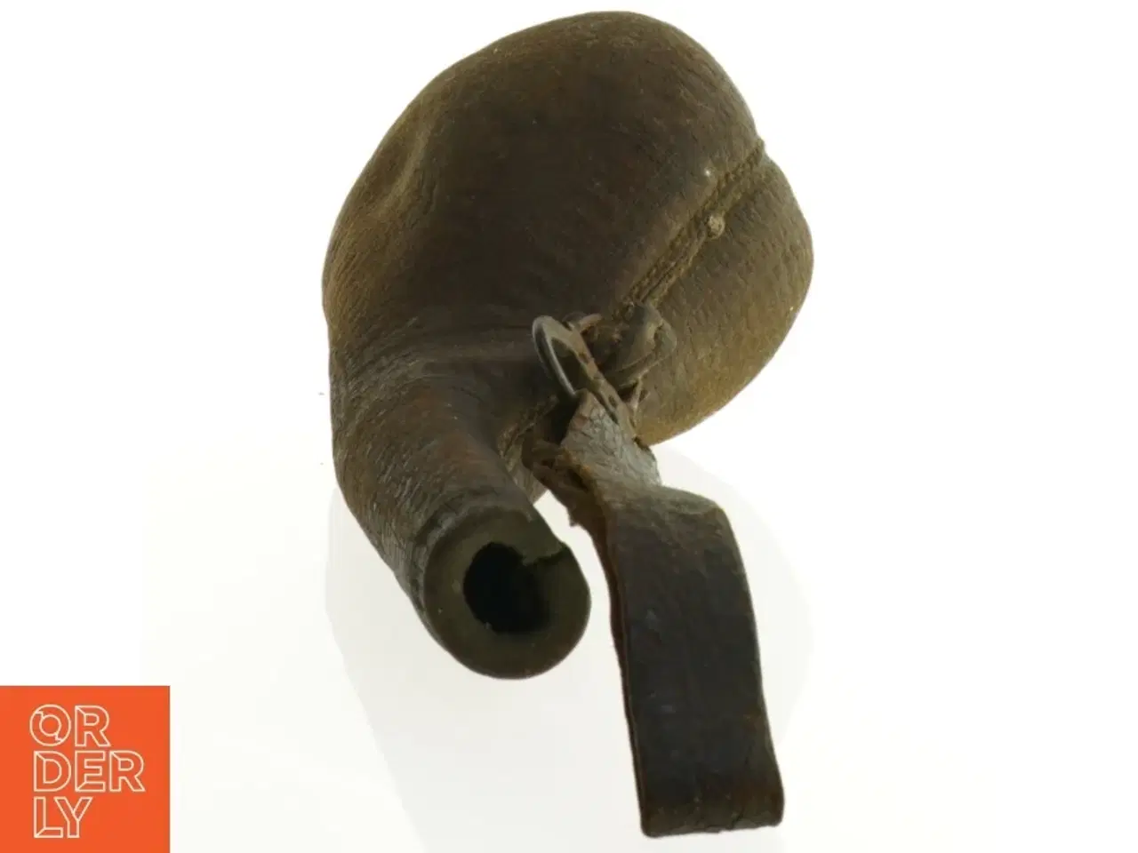Billede 3 - Antik Læder Vand Beholder med rem (str. 23 x 9 cm)