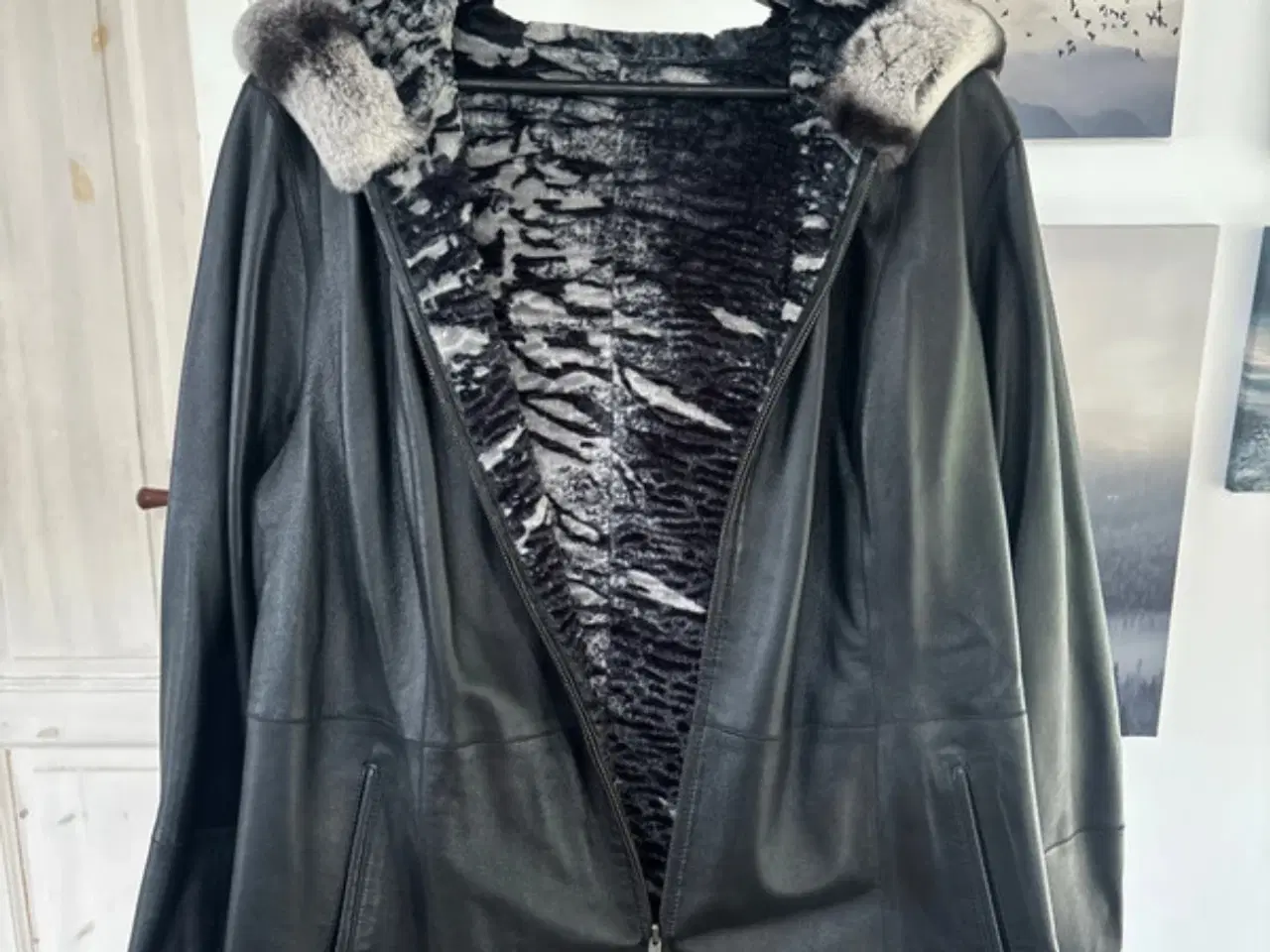 Billede 1 - Ægte vendbar skind og pels jakke 