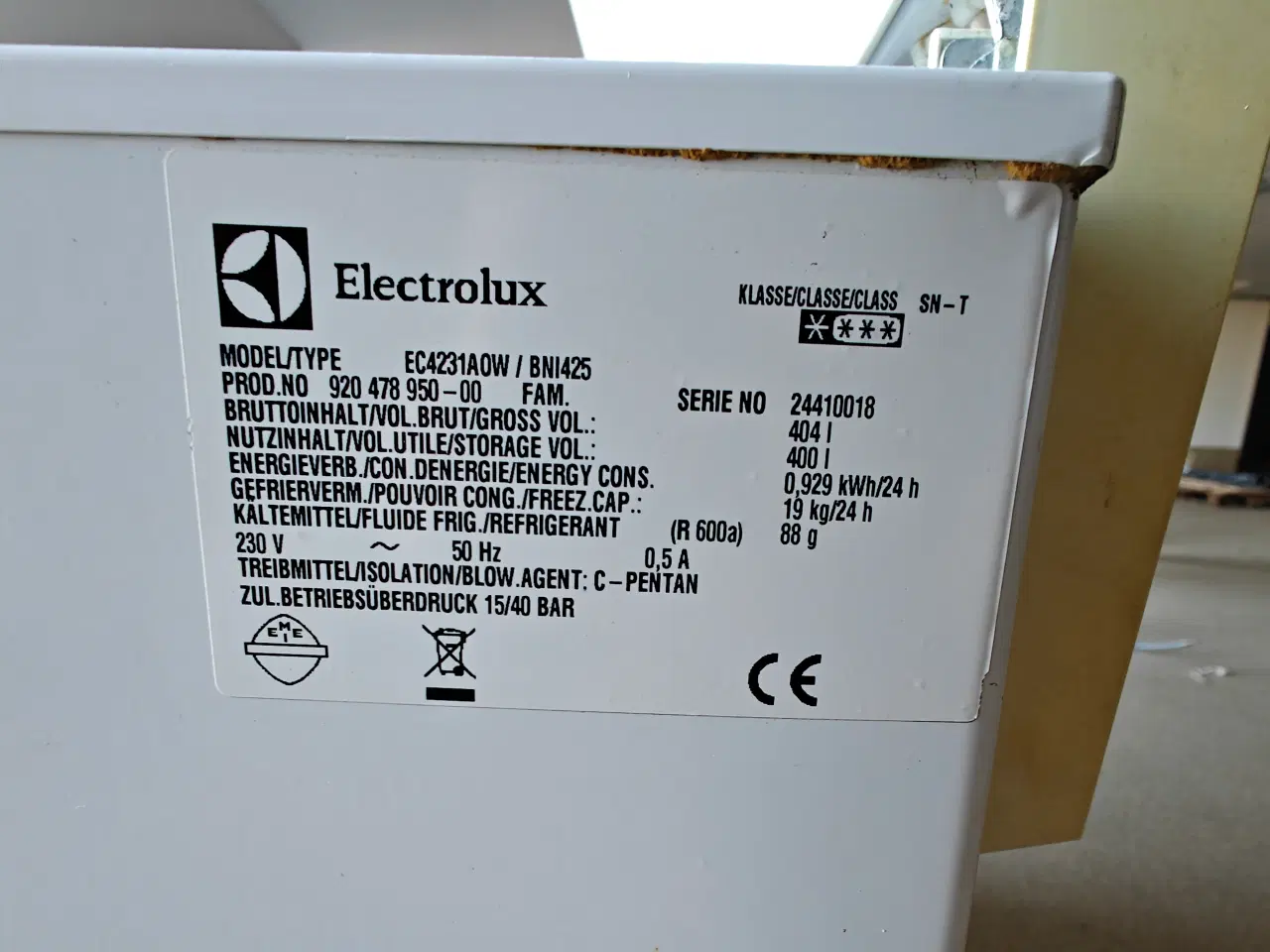 Billede 5 - Kummefryser, Electrolux EC4231A0W, 404 liter