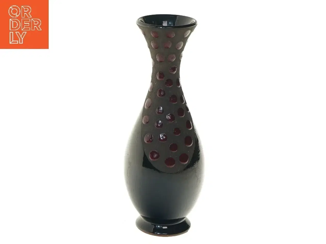 Billede 1 - Sort vase med mønster (str. Ø 5,5 cm længde 20 cm)