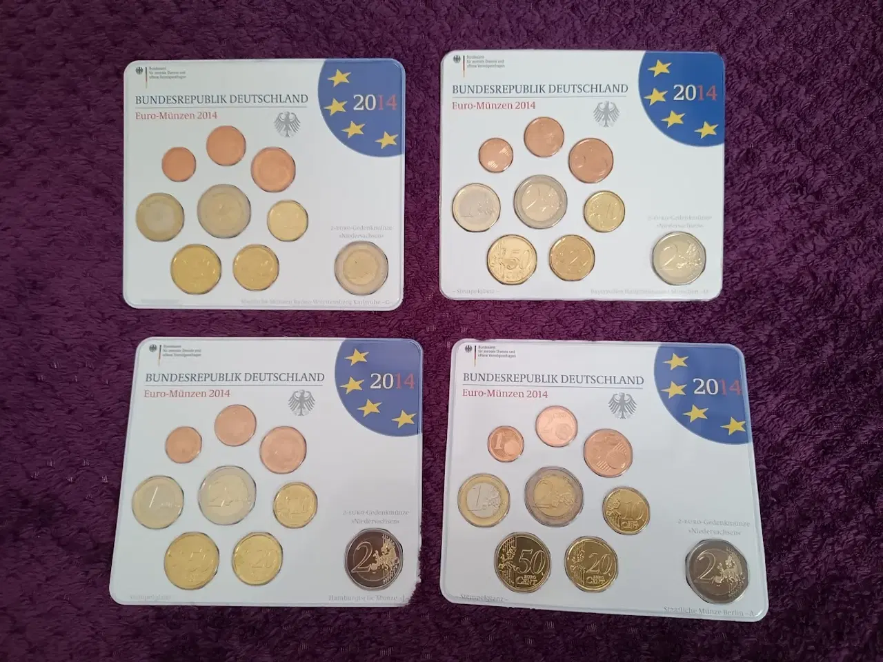 Billede 1 - 4 stk. Euroset Tyskland med erindringsmønt 