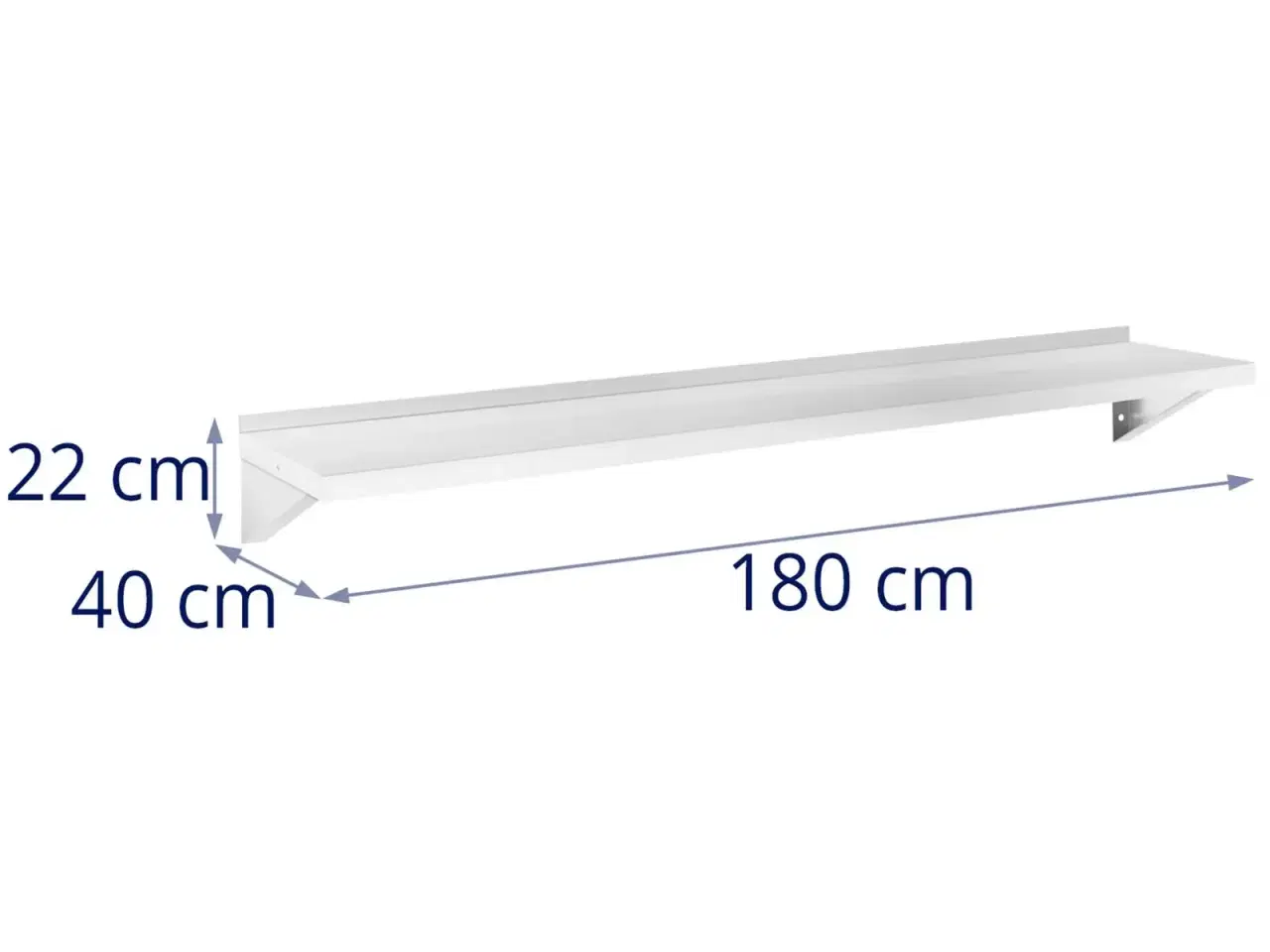 Billede 5 - Væghylde i Rustfrit Stål – 180 x 40 cm