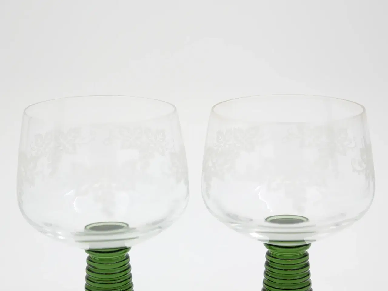 Billede 4 - Franske Rømerglas til rødvin, grøn stilk