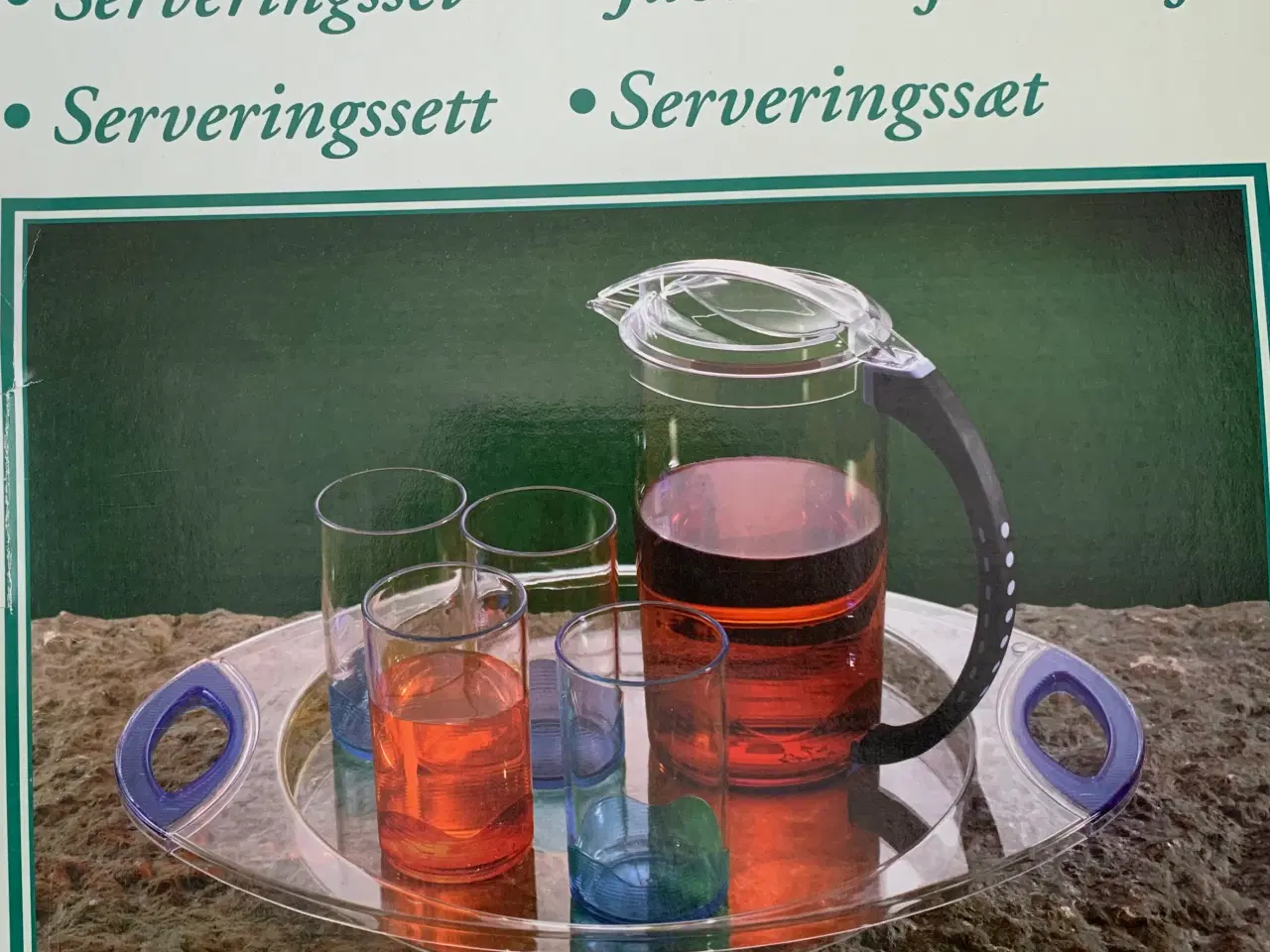 Billede 1 - Serverings sæt med bakke, kande og glas