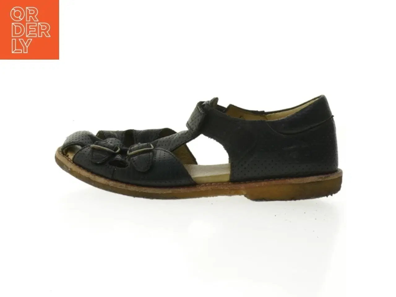 Billede 1 - Børnesandaler i sort læder (str. Længde. 23 cm)