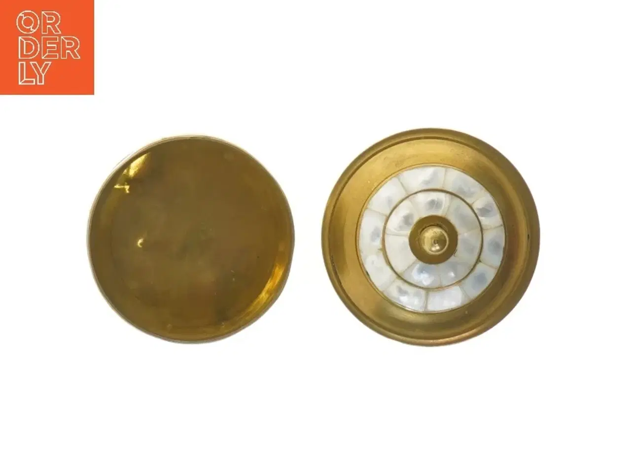 Billede 2 - Vintage perlemor messing skål med låg (str. Ø 9 cm)
