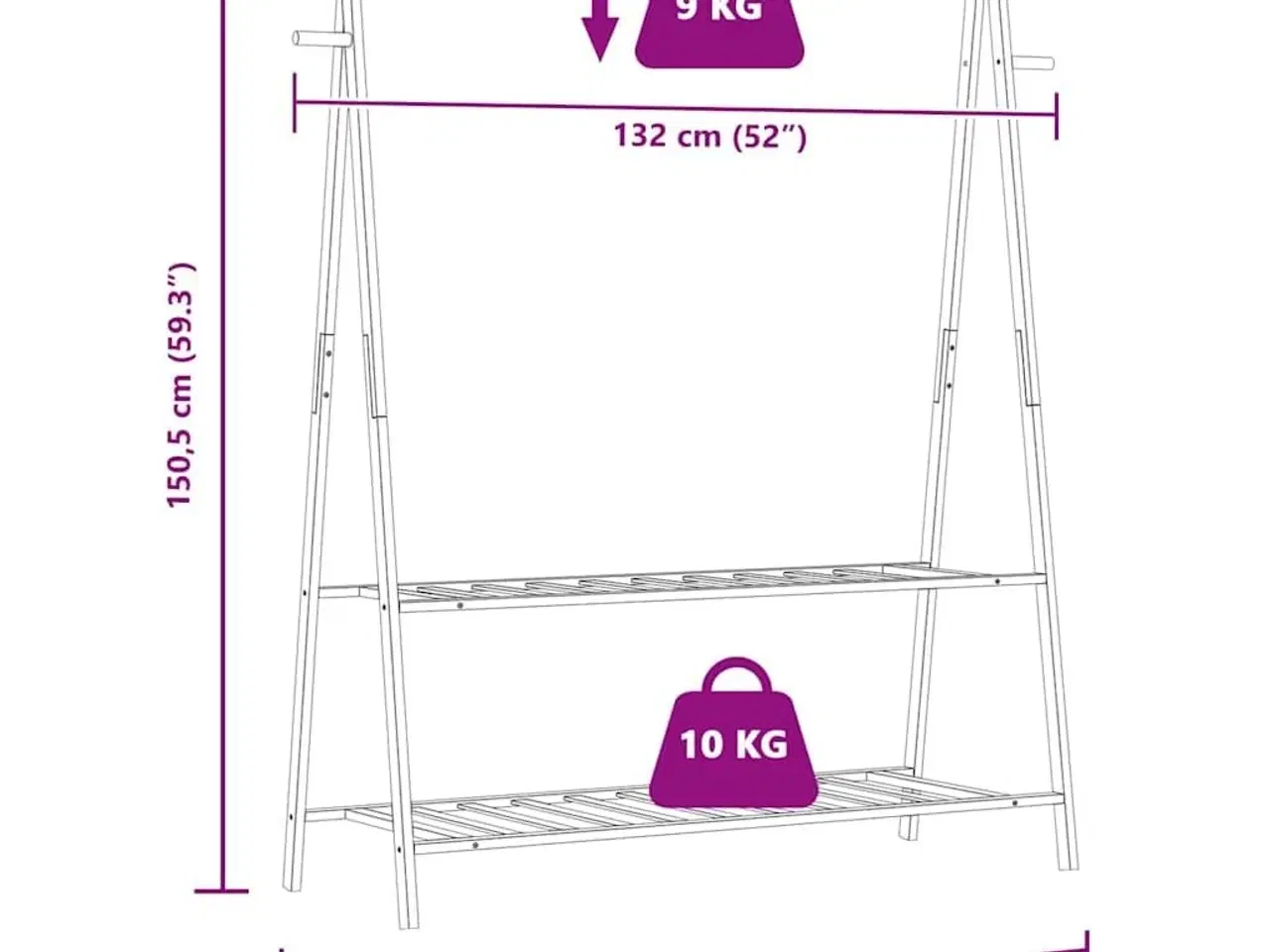 Billede 9 - Tøjstativ med hylder 132x45,5x150,5 cm bambus