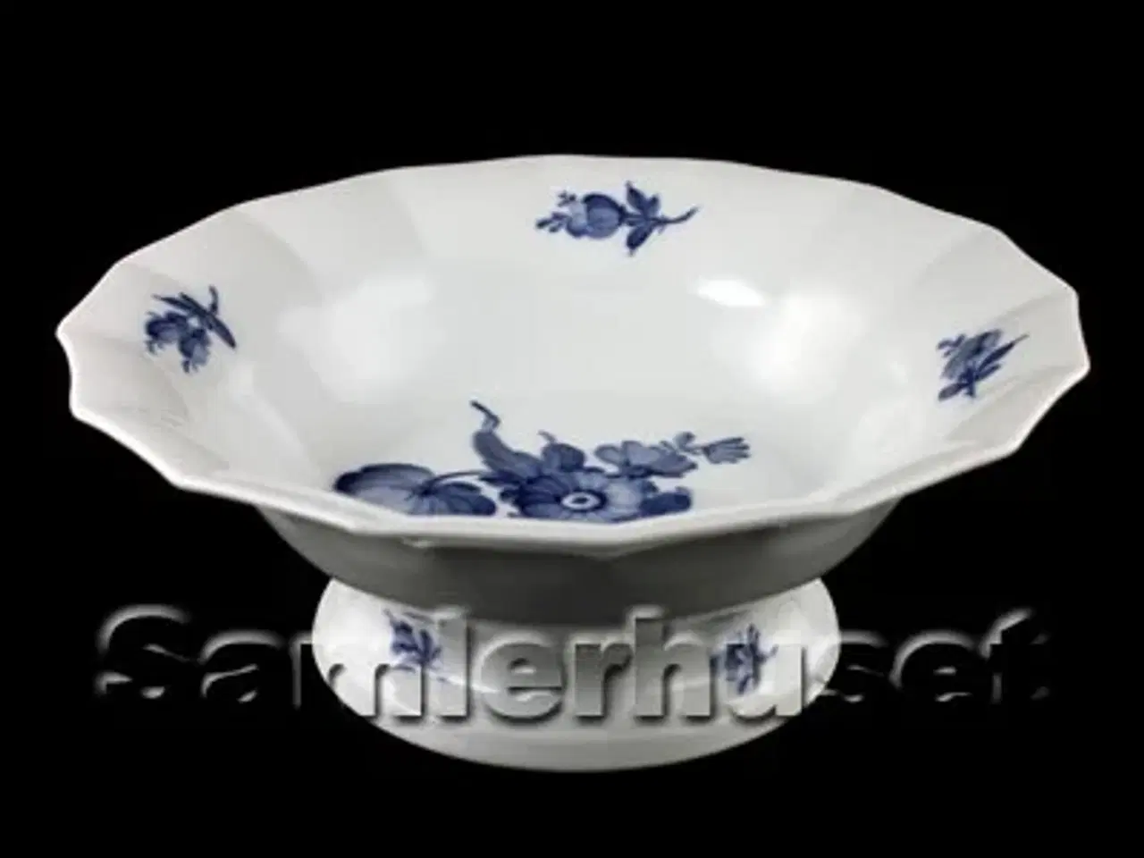 Billede 1 - Blå Blomst Kantet Salatskål rund lav fod.