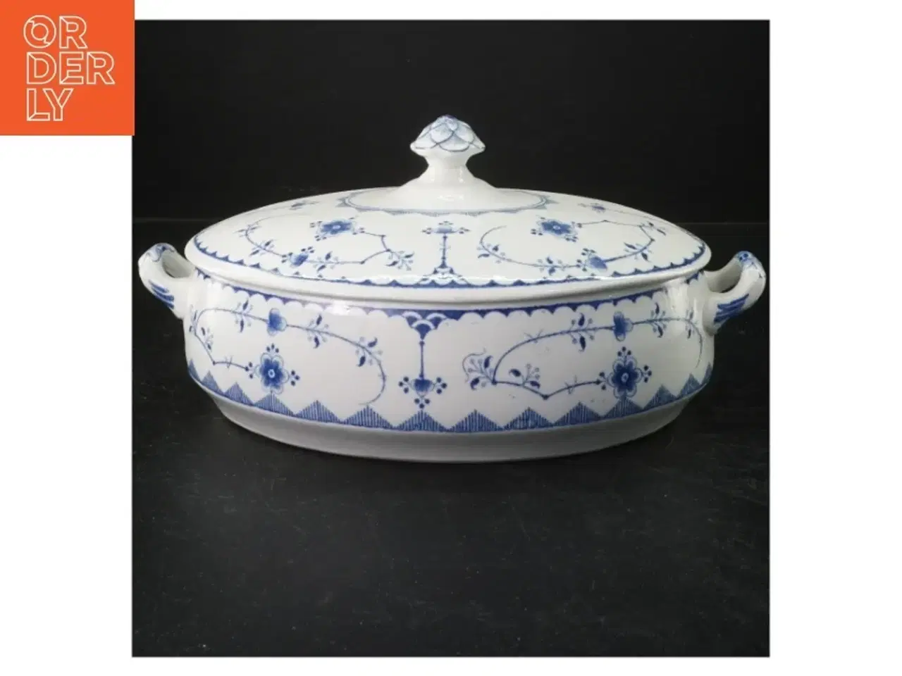 Billede 1 - Ovalt porcelæn fad med låg (str. 24x18 cm)