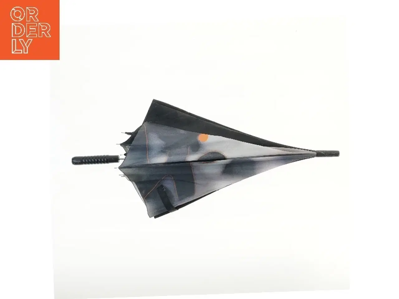 Billede 1 - Paraply med sort og mønstret design (str. 82 cm)