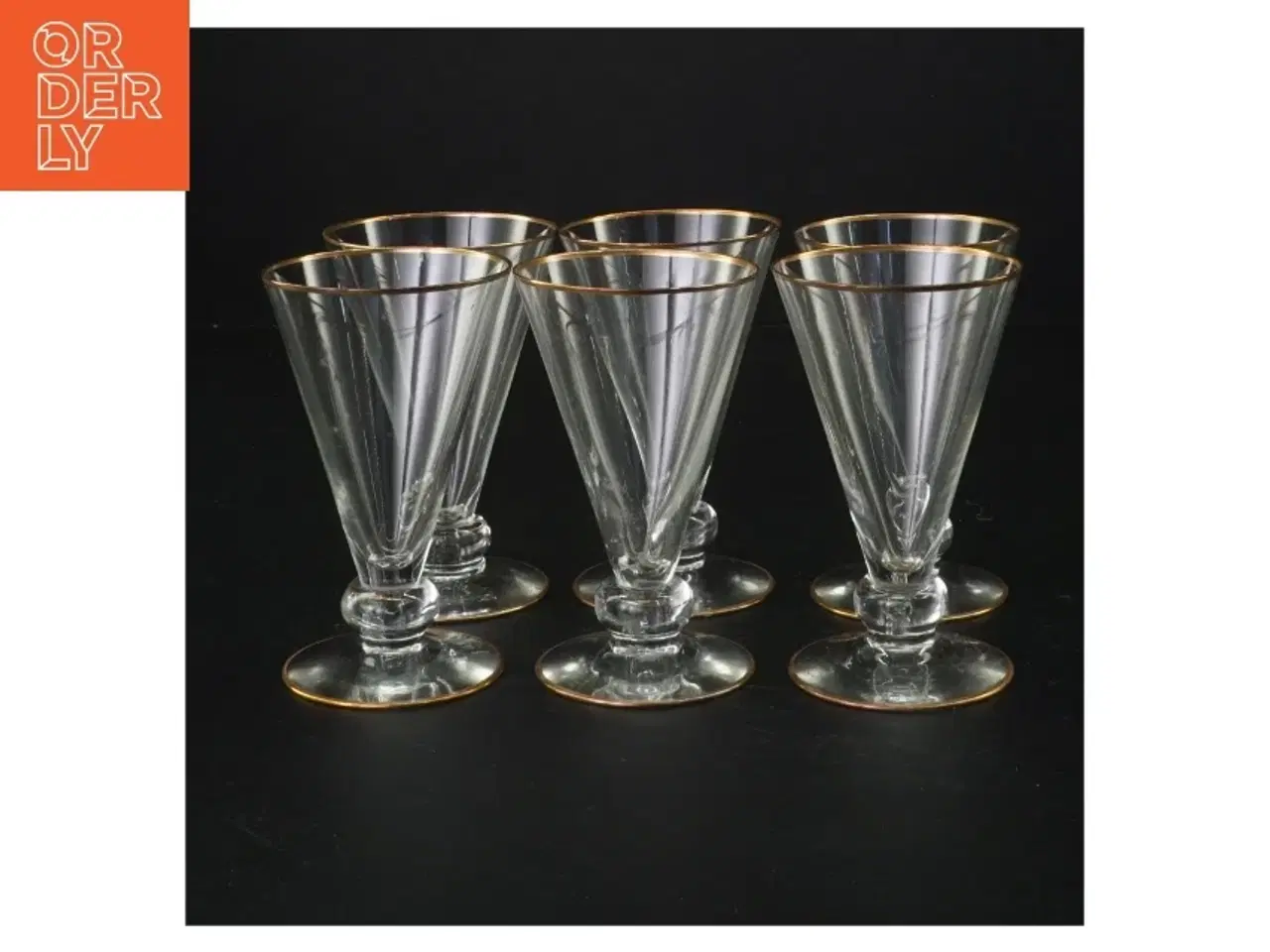 Billede 1 - Vintageglas med guldkant (str. 10 x 6 cm)