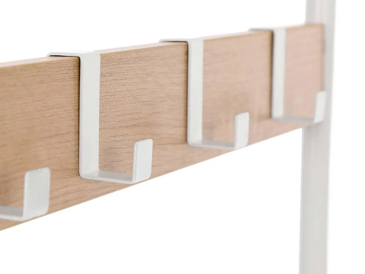 Billede 5 - Tøjstativ med bænk og skohylder 4-i-1, 72 × 33,7 × 183 cm, eg/creme, 9 aftagelige kroge og bøjlestang