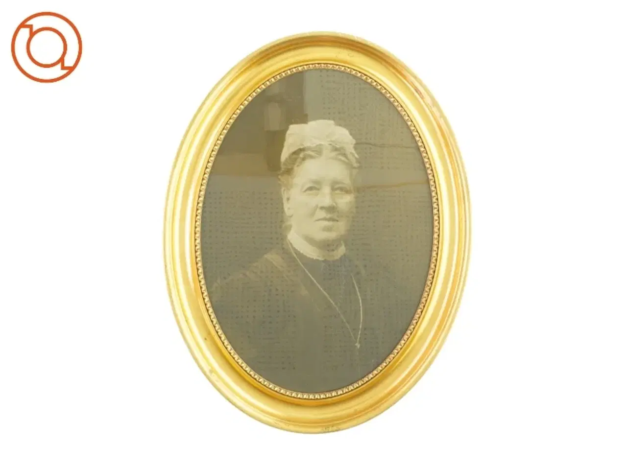 Billede 1 - Oval guldramme med foto af kvinde (str. LB 58x44,5 cm)