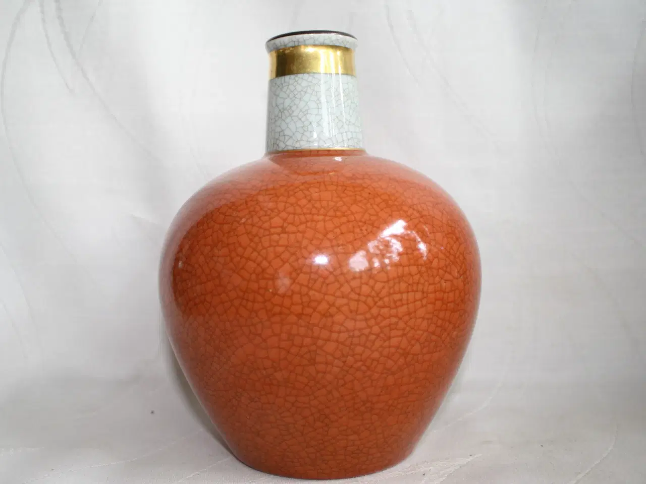 Billede 3 - Vase orange, krakeleret, fra Royal Copenhagen