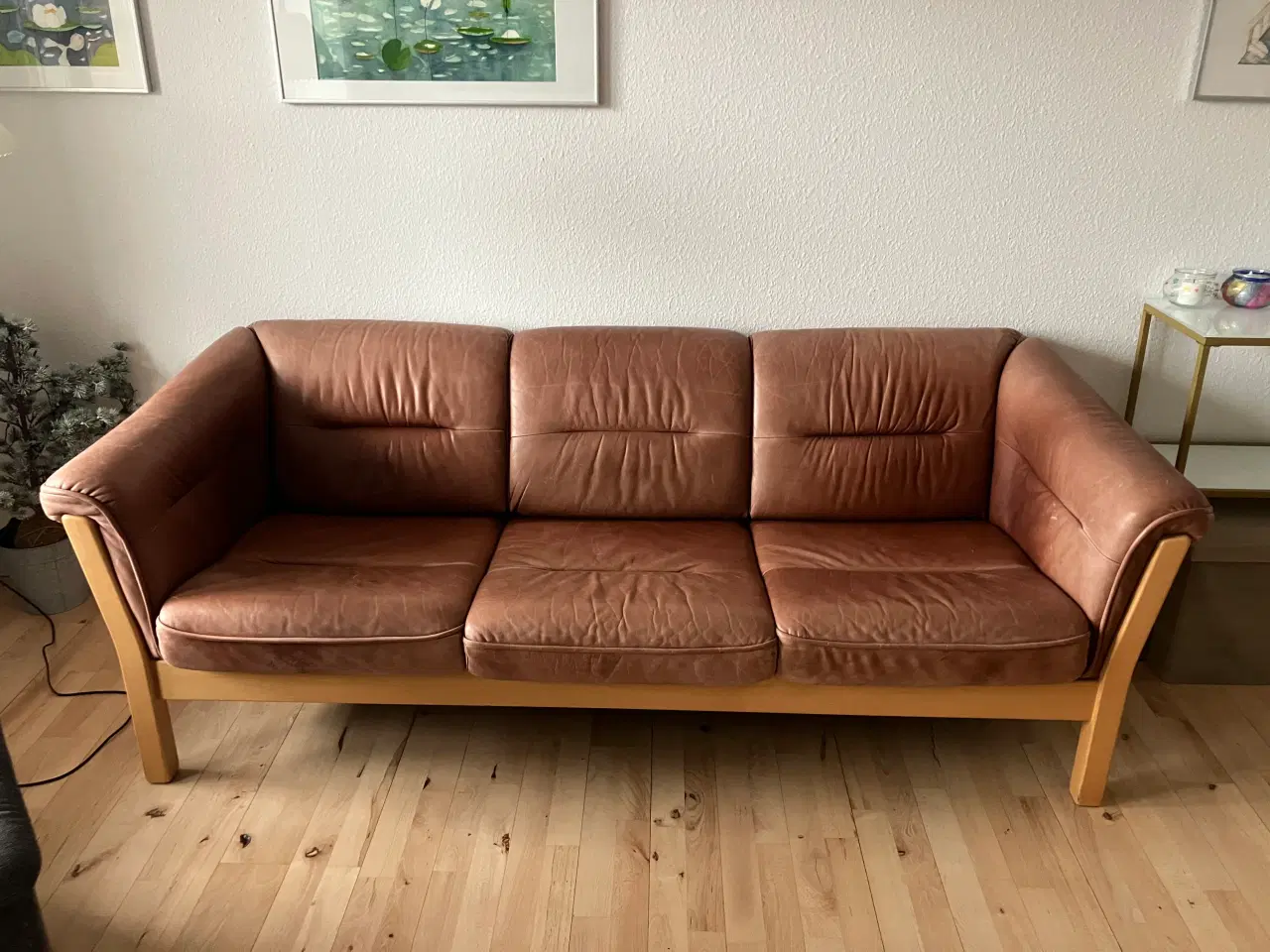 Billede 1 - 2 og 3 pers sofa i kalvelæder
