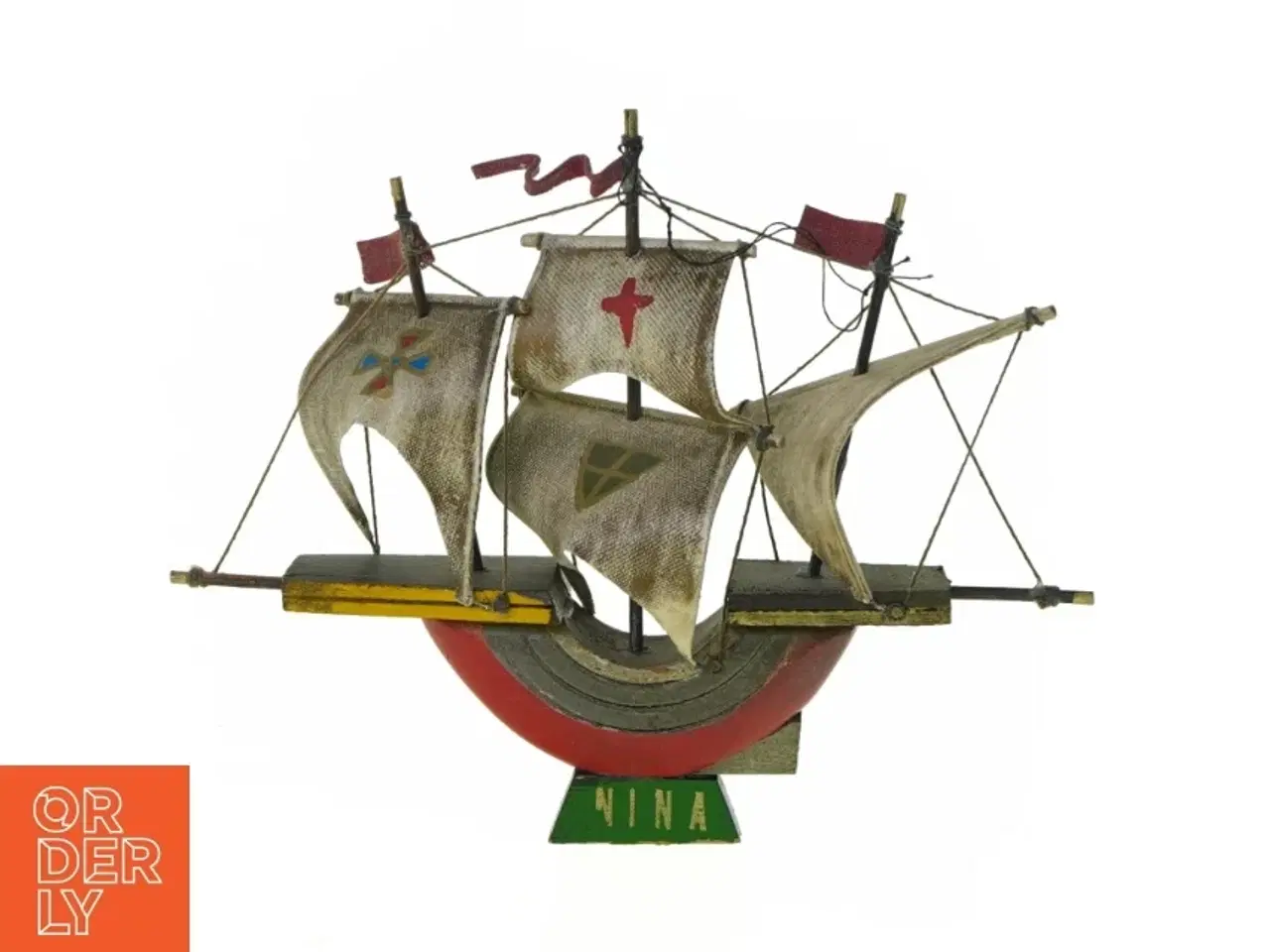 Billede 1 - Vintage Model Træ Skib  Nina - model af Christopher Columbus&#39; Skib 1492 (str. 13 cm)