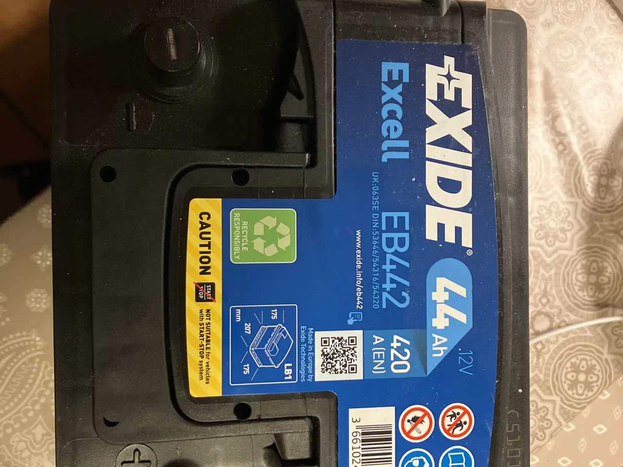 Billede 1 - Bilbatteri 12 volt, EXIDE 44 Ah EB442 nyt Batteri