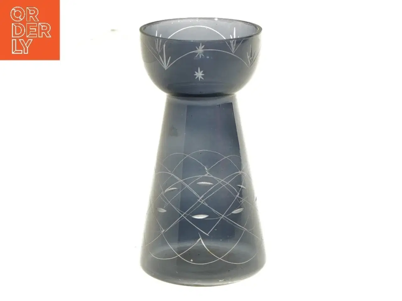 Billede 1 - Hycintglas Glasvase med indgraveringer (str. 16 cm)