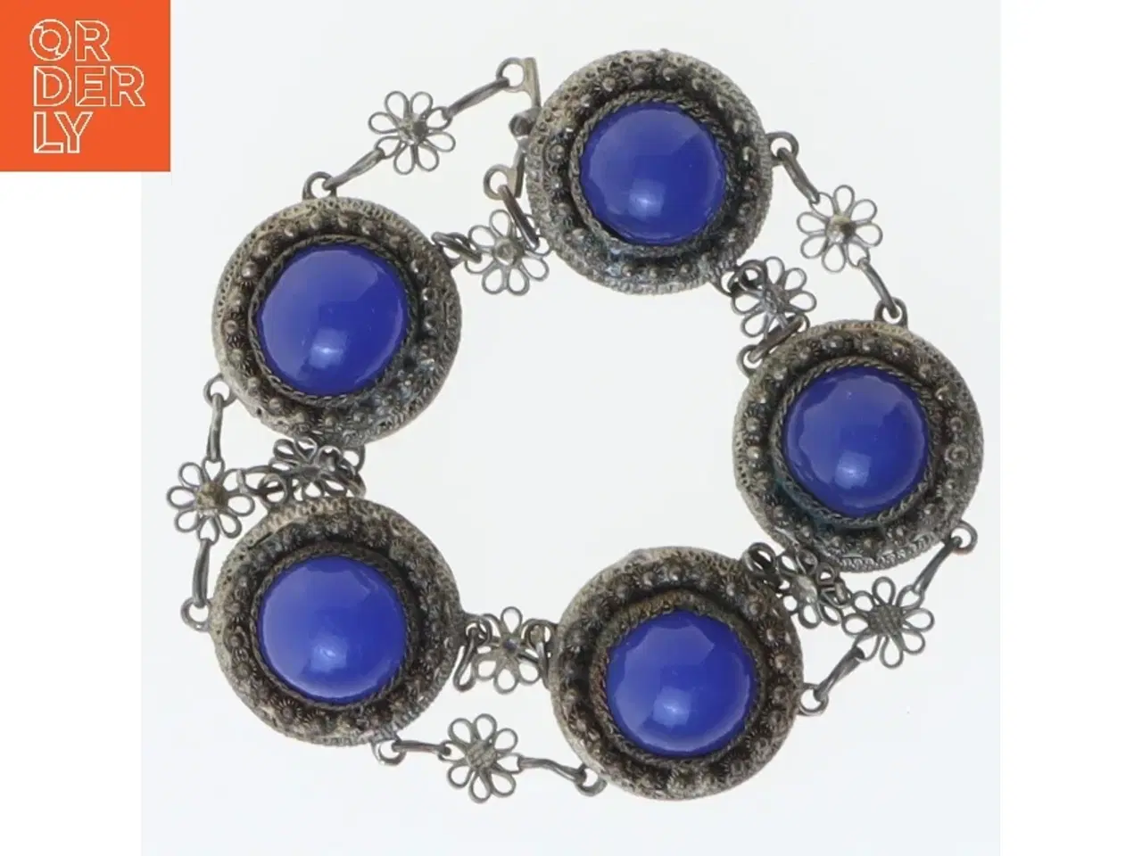 Billede 1 - Armbånd med blå sten (str. 6,5 cm)