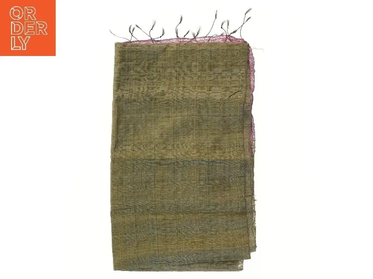 Billede 1 - Rektangulært indisk sjal med frynser (str. 170x55 cm)