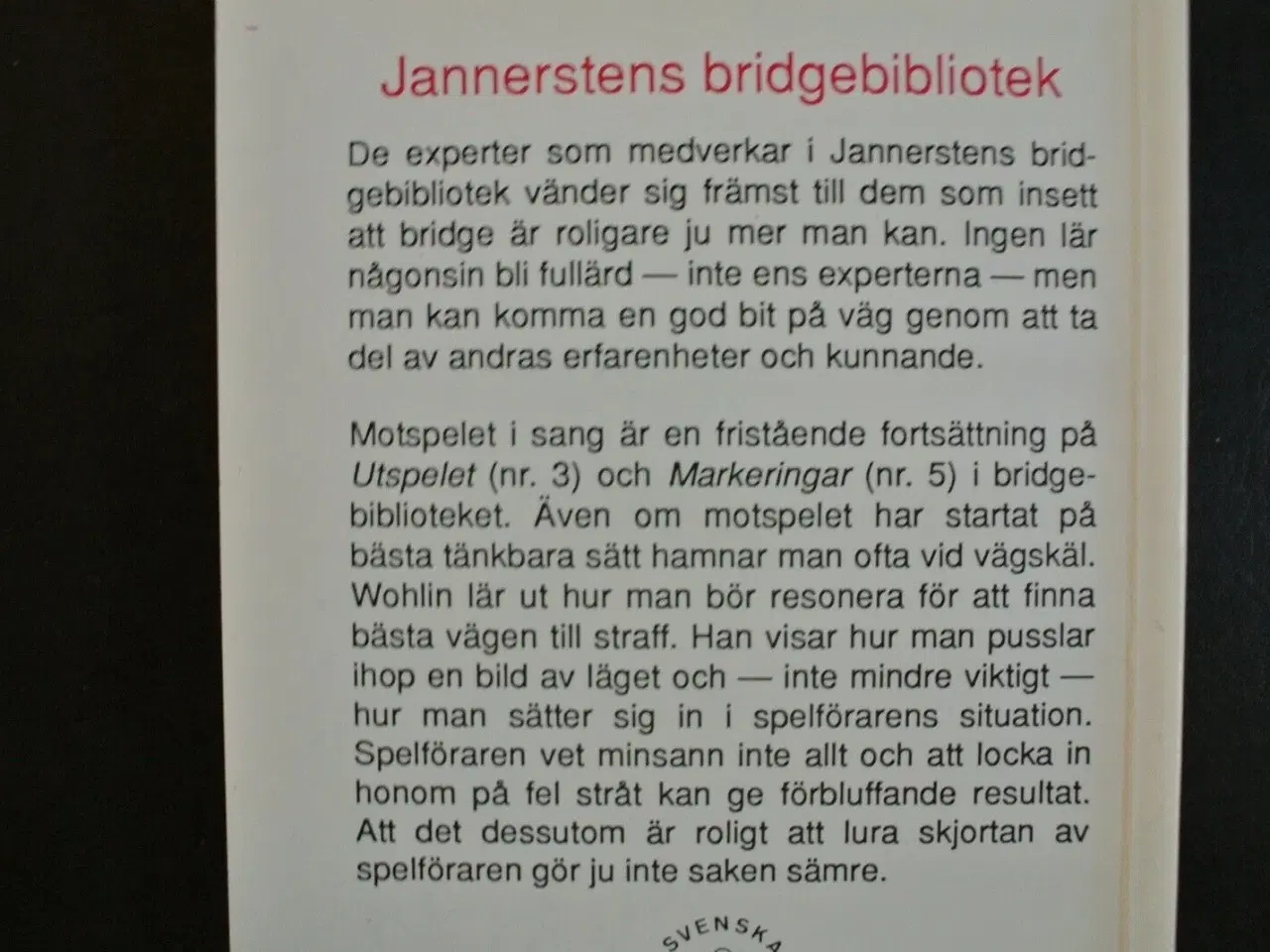 Billede 3 - motspelet i sang - bridge. svensk, av jan wohlin, 