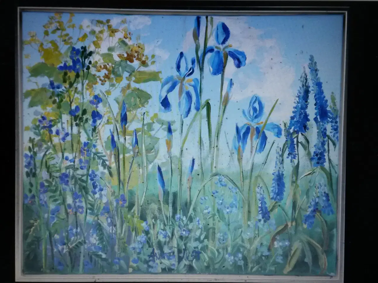 Billede 1 - smukt maleri af Anne Just iris og lupiner