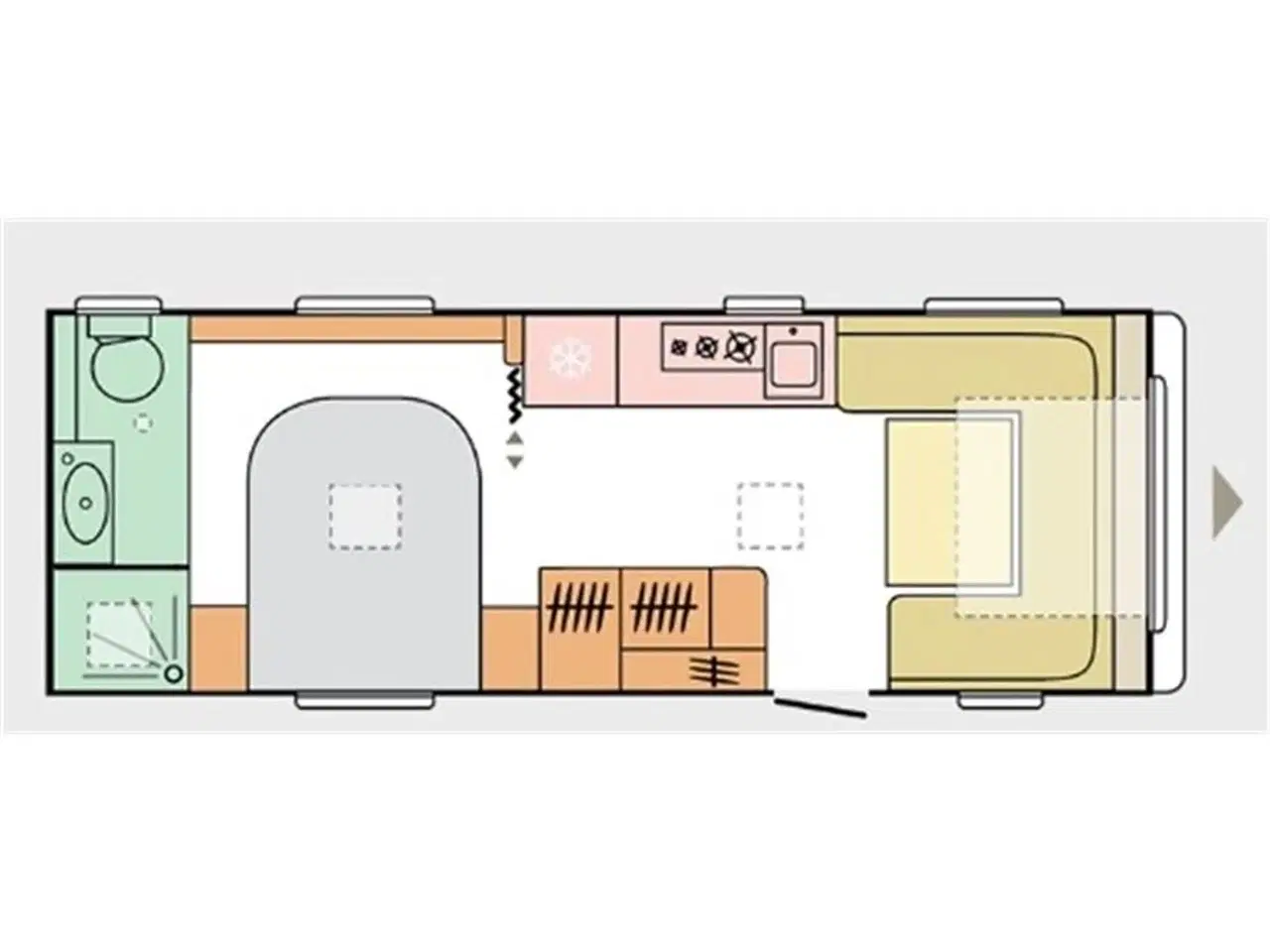 Billede 4 - 2024 - Adria Adora 613 UT Selected Edition   queensbed seng - Adria Adora 613 UT Selected Edition 2023/2024 - Kan ses nu hos Camping-Specialisten.dk